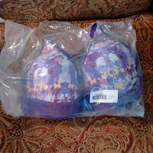Brand new open bag Rhonda shear 3x pink and purple multi color bra